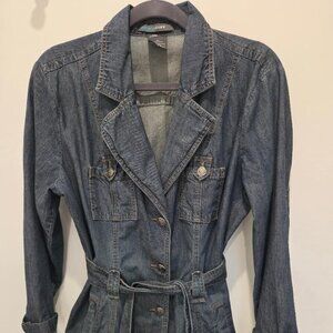 French Cuff Tied/Belted Dark Denim Single Breasted Jacket  XL